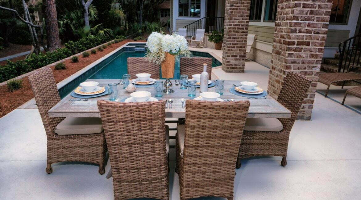 Set of wicker outdoor furniture