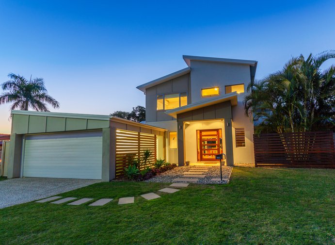 Modern australian home front at dusk