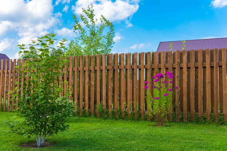 Wooden fence in a country house. Selective focus