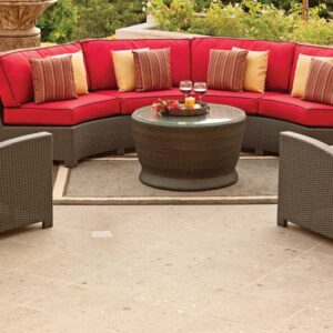 Bonita Collection - Curved Sectional With Club Chairs and 34" Round coffee table