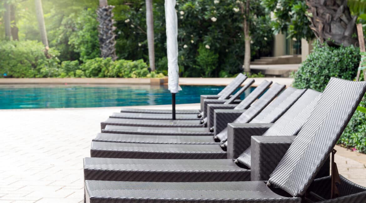 Luxury pool bed beside the swimming pool