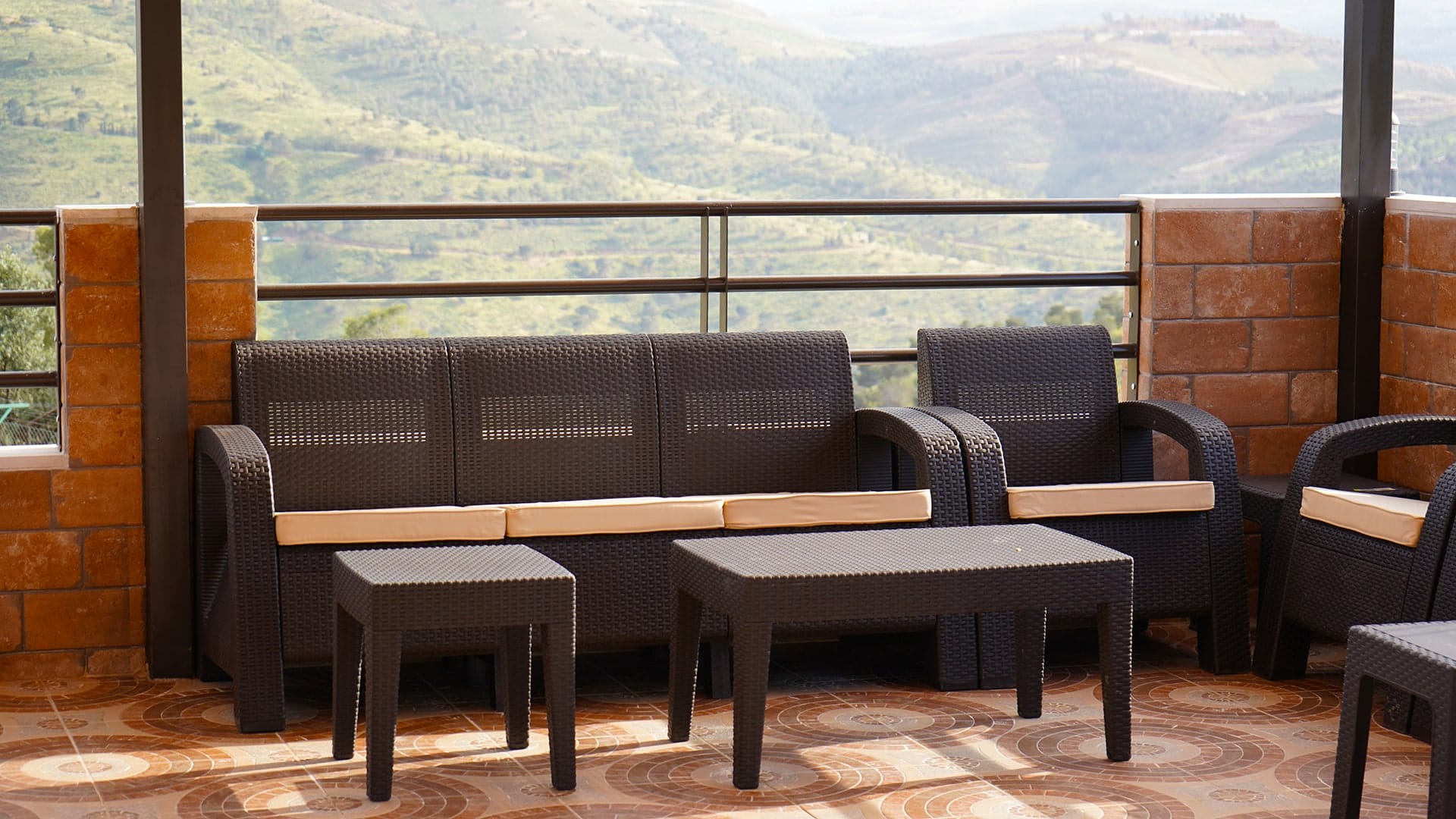 PVC pipe outdoor furniture in Florida styled patio setting