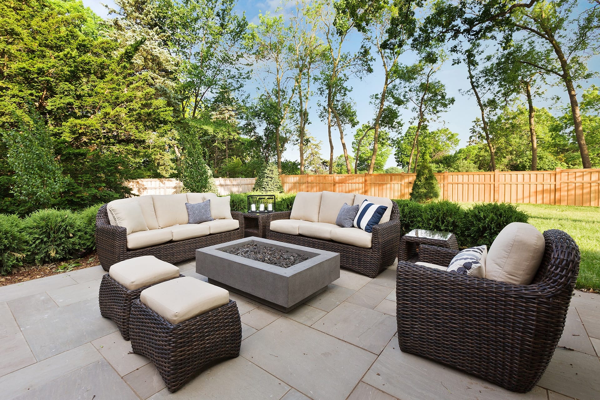 Dark wicker sofas and armchairs — best patio furniture materials for outdoor living