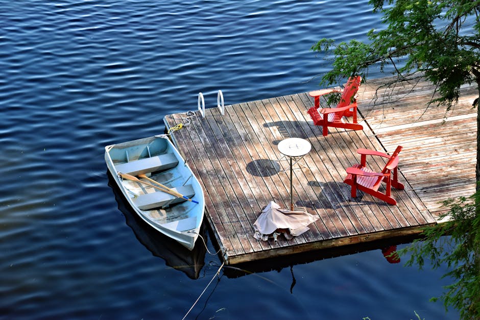 Powder-coated aluminum chairs and HDPE side table on a Florida saltwater boat dock