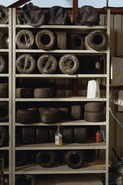 Vertical cushion storage rack inside a Florida garage