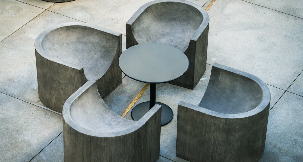 Outdoor furniture match stamped concrete florida