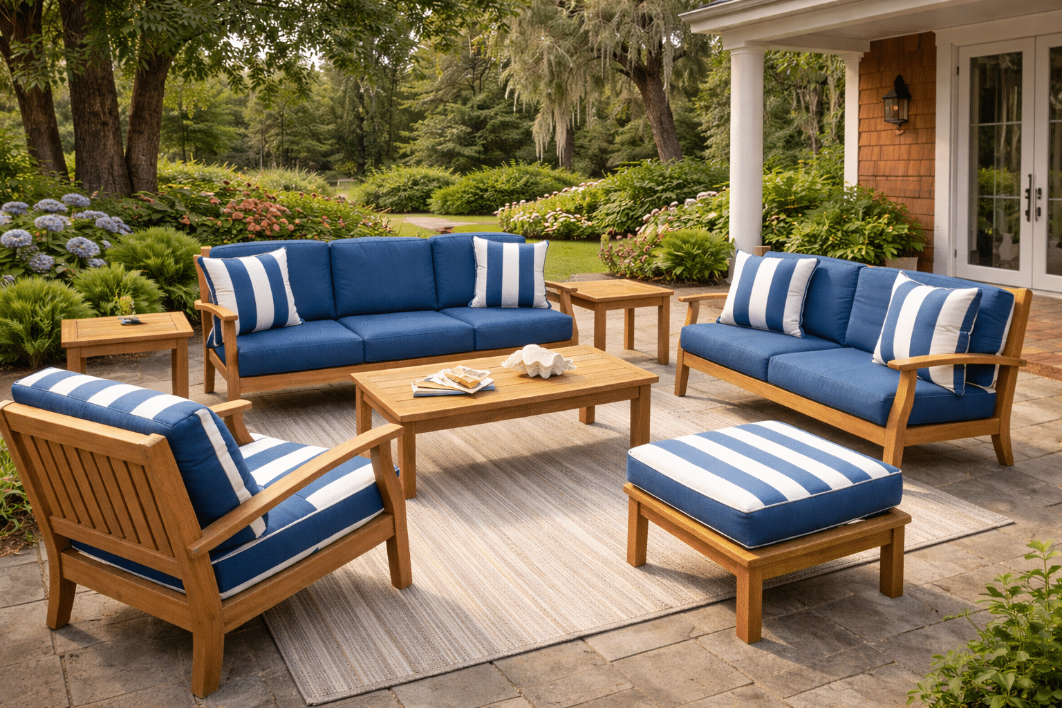 Teak Set Back Patio, teak outdoor furniture